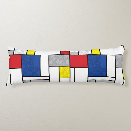 Mondrian Retro Cirkels Minimalistisch De Stijl Mod Lichaamskussen (Voorkant)