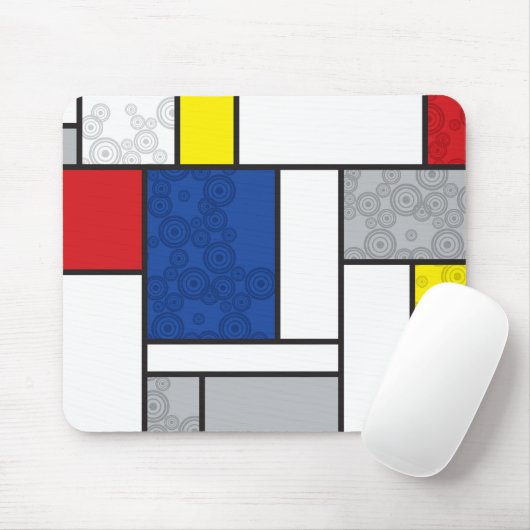 Mondrian Retro Cirkels Minimalistisch De Stijl Mod Muismat (Met muis)