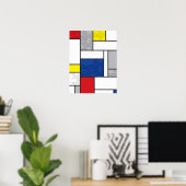 Mondrian Retro Cirkels Minimalistisch De Stijl Mod Poster (Thuiskantoor)