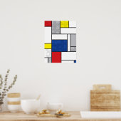 Mondrian Retro Cirkels Minimalistisch De Stijl Mod Poster (Keuken)