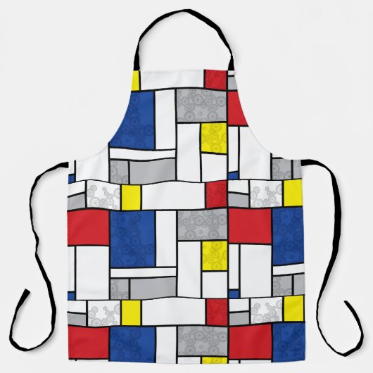 Mondrian Retro Cirkels Minimalistisch De Stijl Mod Schort (Voorkant)