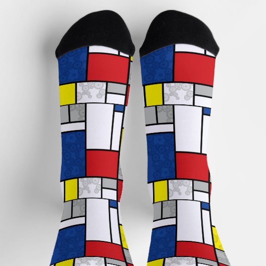 Mondrian Retro Cirkels Minimalistisch De Stijl Mod Sokken (Top)