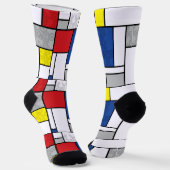 Mondrian Retro Cirkels Minimalistisch De Stijl Mod Sokken (Gebogen)