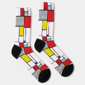 Mondrian Retro Cirkels Minimalistisch De Stijl Mod Sokken (Rechts)