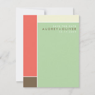 Mondrian Retro Mod Art Colorful Save the Date