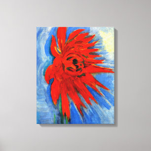 Mondrian - Rode Chrysanthemum Canvas Afdruk