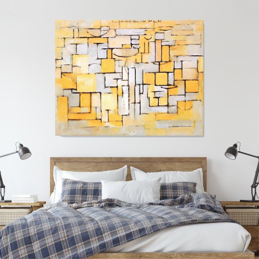 MONDRIAN - Schilderij No. II Comp. XV Comp. 4 - 19 Canvas Afdruk (Insitu (Slaapkamer))