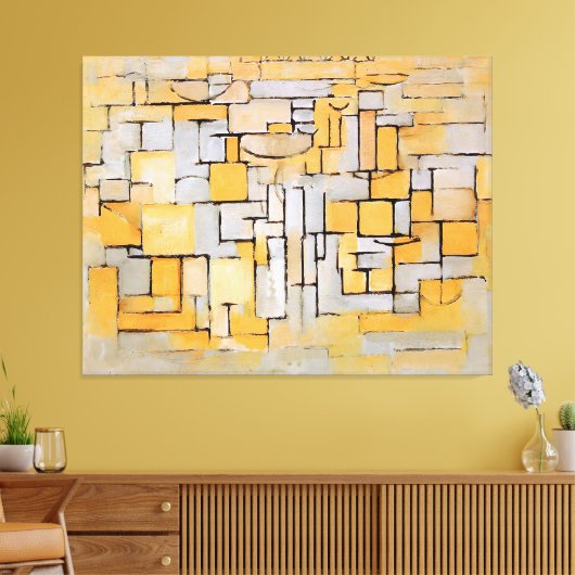 MONDRIAN - Schilderij No. II Comp. XV Comp. 4 - 19 Canvas Afdruk (Insitu (Woonkamer))