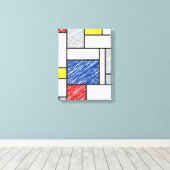 Mondrian Scribbles minimalist de Stijl Modern Art Canvas Afdruk (Insitu (Houten vloer))