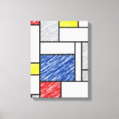 Mondrian Scribbles minimalist de Stijl Modern Art Canvas Afdruk (Voorkant)
