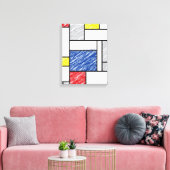 Mondrian Scribbles minimalist de Stijl Modern Art Canvas Afdruk (Insitu (Woonkamer))