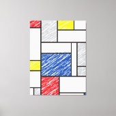 Mondrian Scribbles minimalist de Stijl Modern Art Canvas Afdruk (Voorkant)