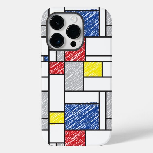 Mondrian Scribbles minimalist de Stijl Modern Art Case-Mate iPhone Case (Achterkant)