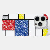 Mondrian Scribbles minimalist de Stijl Modern Art Case-Mate iPhone Case (Achterkant (horizontaal))