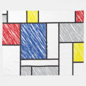 Mondrian Scribbles minimalist de Stijl Modern Art Fleece Deken (Voorkant (Horizontaal))