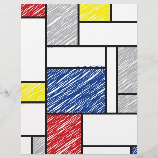 Mondrian Scribbles minimalist de Stijl Modern Art Flyer (Voorkant)