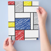 Mondrian Scribbles minimalist de Stijl Modern Art Flyer (Hand)