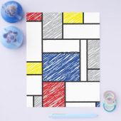 Mondrian Scribbles minimalist de Stijl Modern Art Flyer (Enkel)