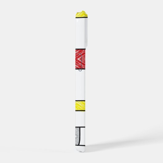 Mondrian Scribbles minimalist de Stijl Modern Art iPhone 15 Case (Rechterkant)
