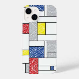 Mondrian Scribbles minimalist de Stijl Modern Art iPhone 15 Case