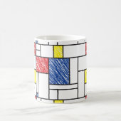 Mondrian Scribbles minimalist de Stijl Modern Art Koffiemok (Center)