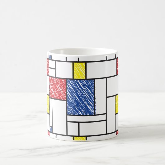 Mondrian Scribbles minimalist de Stijl Modern Art Koffiemok (Center)