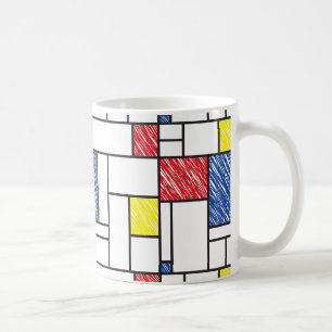 Mondrian Scribbles minimalist de Stijl Modern Art Koffiemok