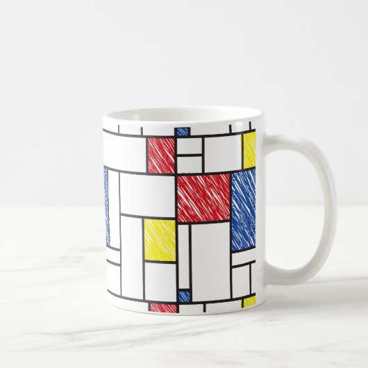 Mondrian Scribbles minimalist de Stijl Modern Art Koffiemok (Rechts)