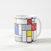 Mondrian Scribbles minimalist de Stijl Modern Art Koffiemok (Voorkant rechts)
