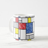 Mondrian Scribbles minimalist de Stijl Modern Art Koffiemok (Voorkant links)