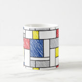 Mondrian Scribbles minimalist de Stijl Modern Art Koffiemok (Center)