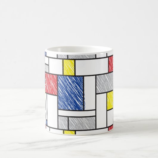 Mondrian Scribbles minimalist de Stijl Modern Art Koffiemok (Center)