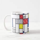 Mondrian Scribbles minimalist de Stijl Modern Art Koffiemok (Links)