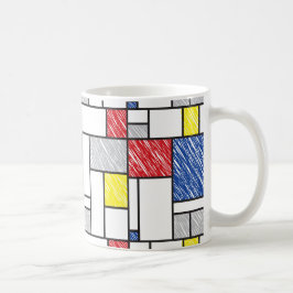 Mondrian Scribbles minimalist de Stijl Modern Art Koffiemok