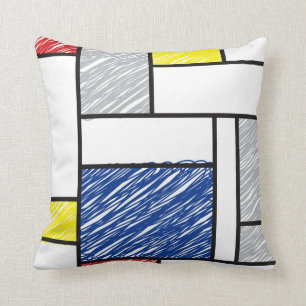 Mondrian Scribbles minimalist de Stijl Modern Art Kussen