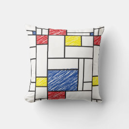 Mondrian Scribbles minimalist de Stijl Modern Art Kussen