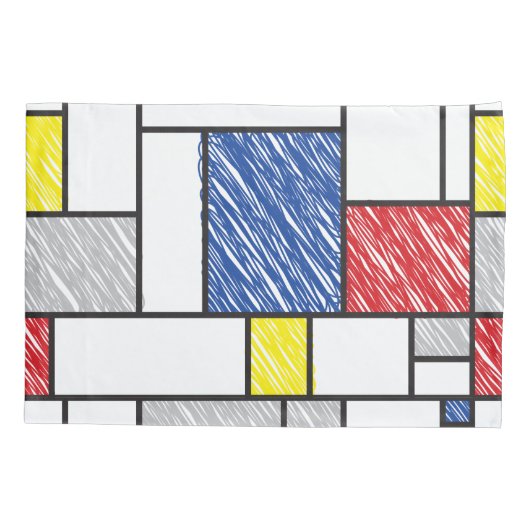 Mondrian Scribbles minimalist de Stijl Modern Art Kussensloop (Achterkant)
