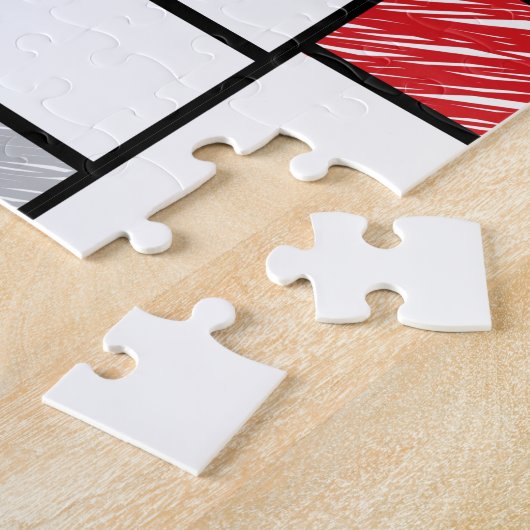 Mondrian Scribbles minimalist de Stijl Modern Art Legpuzzel (Zijkant)
