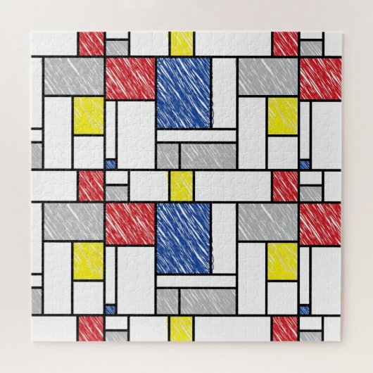Mondrian Scribbles minimalist de Stijl Modern Art Legpuzzel (Horizontaal)
