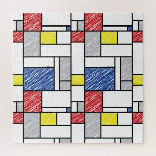 Mondrian Scribbles minimalist de Stijl Modern Art Legpuzzel