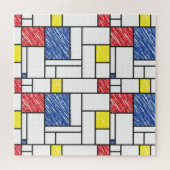 Mondrian Scribbles minimalist de Stijl Modern Art Legpuzzel (Horizontaal)