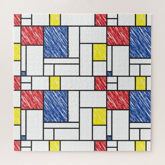 Mondrian Scribbles minimalist de Stijl Modern Art Legpuzzel (Horizontaal)
