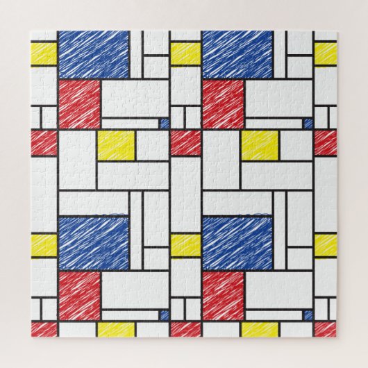 Mondrian Scribbles minimalist de Stijl Modern Art Legpuzzel (Verticaal)