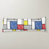 Mondrian Scribbles minimalist de Stijl Modern Art Lichaamskussen (Achterkant)