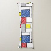 Mondrian Scribbles minimalist de Stijl Modern Art Lichaamskussen (Voorkant Verticaal)