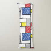 Mondrian Scribbles minimalist de Stijl Modern Art Lichaamskussen (Achterkant (Verticaal))