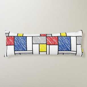 Mondrian Scribbles minimalist de Stijl Modern Art Lichaamskussen