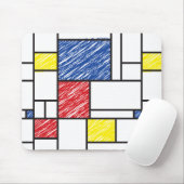 Mondrian Scribbles minimalist de Stijl Modern Art Muismat (Met muis)