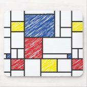 Mondrian Scribbles minimalist de Stijl Modern Art Muismat (Voorkant)