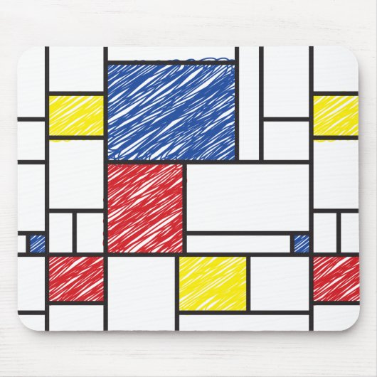 Mondrian Scribbles minimalist de Stijl Modern Art Muismat (Voorkant)